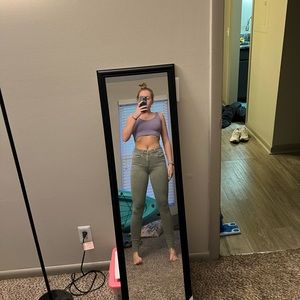 Green high rise stretch jeggings